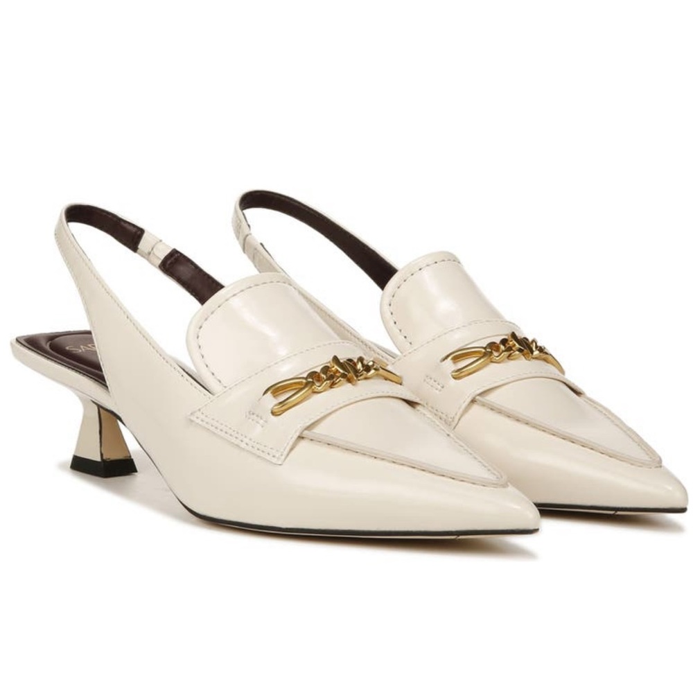 SOLD Vanilla Slingback Pointed Toe Kitten Comma Heel